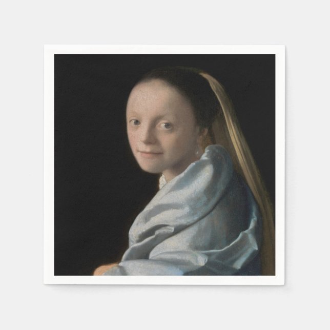 Servilleta De Papel Johannes Vermeer - Estudio de una joven mujer (Anverso)