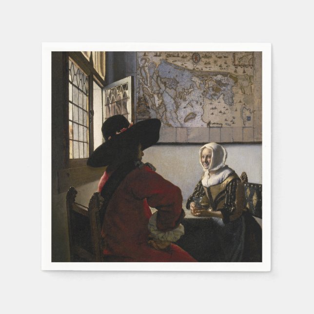 Servilleta De Papel Johannes Vermeer - Funcionario con un Chica risibl (Anverso)