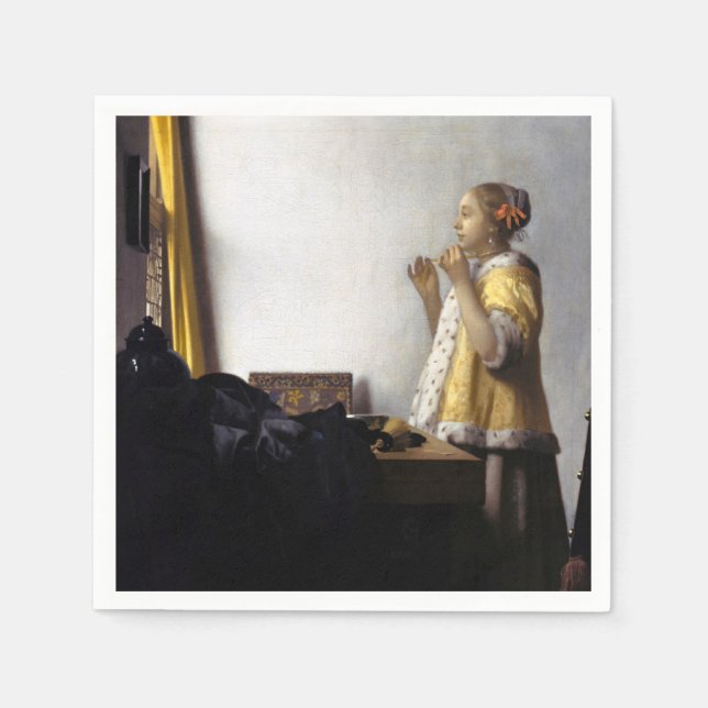 Servilleta De Papel Johannes Vermeer - Joven con collar de perla (Anverso)