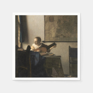 Servilleta De Papel Johannes Vermeer - Joven mujer con un Lute