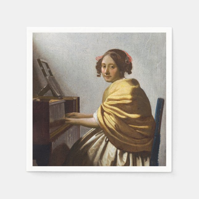 Servilleta De Papel Johannes Vermeer - Joven sentada en Virginal (Anverso)