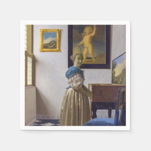 Servilleta De Papel Johannes Vermeer - Lady de pie en un vírgen