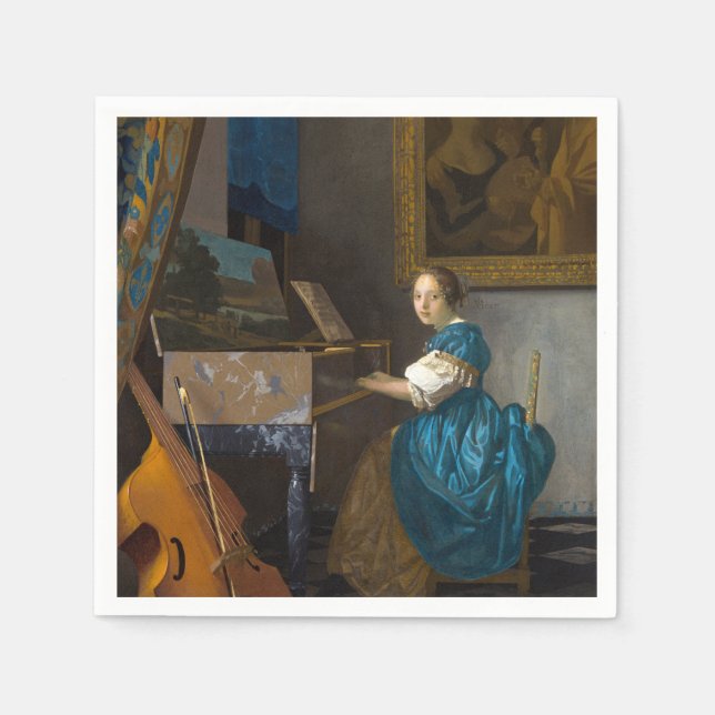 Servilleta De Papel Johannes Vermeer - Lady sentada en un Virginal (Anverso)