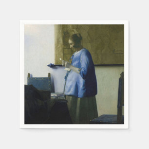 Servilleta De Papel Johannes Vermeer - Mujer en azul leyendo una carta