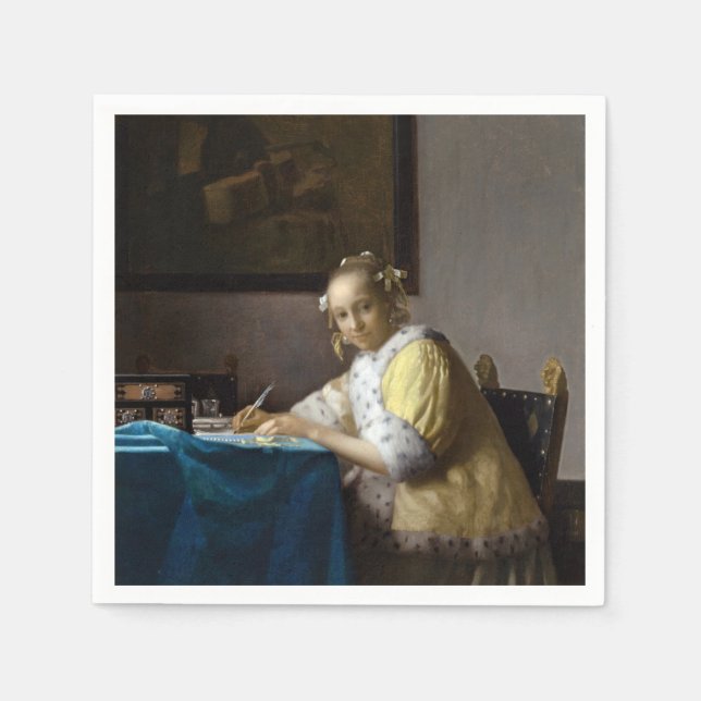 Servilleta De Papel Johannes Vermeer - Una dama escribiendo una carta (Anverso)