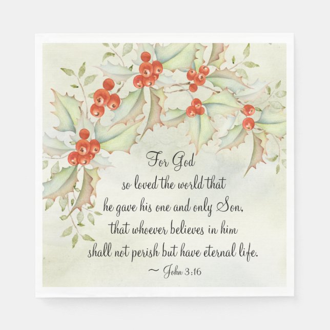 Servilleta De Papel John 3:16 Dios amó al mundo, Navidades (Anverso)