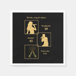 Servilleta De Papel Joint Birthday Double the Fun Black Gold