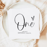 Servilleta De Papel JOLIE Modern Boho One Heart First Birthday<br><div class="desc">La colección Jolie incluye un divertido tipo de letra manuscrita y un diseño minimalista sencillo. Los colores de esta colección son totalmente editables para que coincidan con el evento.</div>