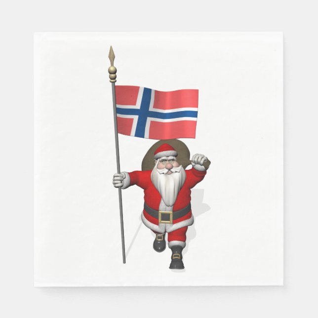 Servilleta De Papel Jolly Nisse visitando Noruega (Anverso)