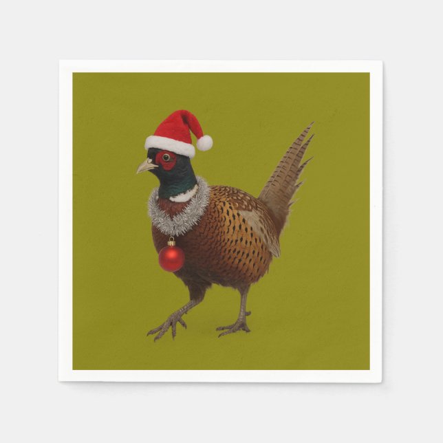 Servilleta De Papel Jolly Pheasant Christmas paper party napkins (Anverso)