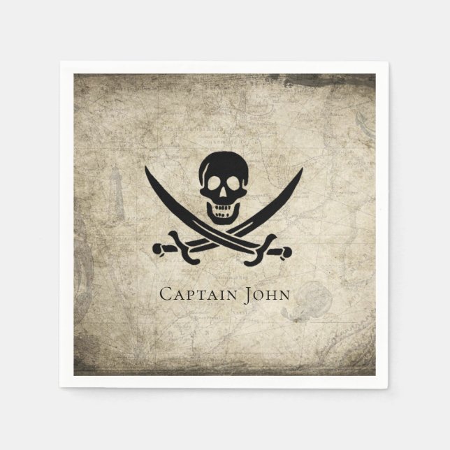 Servilleta De Papel Jolly Roger y su nombre en el mapa de la antigüeda (Anverso)