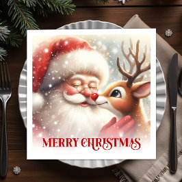 Servilleta De Papel Jolly Santa Rudolph Christmas Table Napkins Party