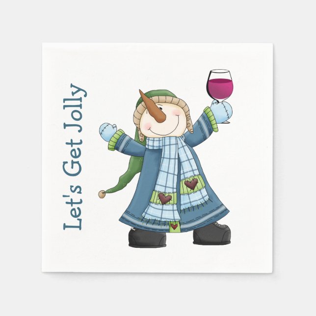 Servilleta De Papel Jolly Snowman Navidades Cocktail Napkins (Anverso)