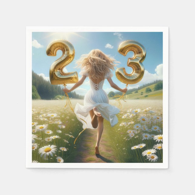 Servilleta De Papel Joven con globos por 23 años (Anverso)