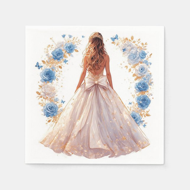 Servilleta De Papel Joven elegante con vestido formal (Anverso)