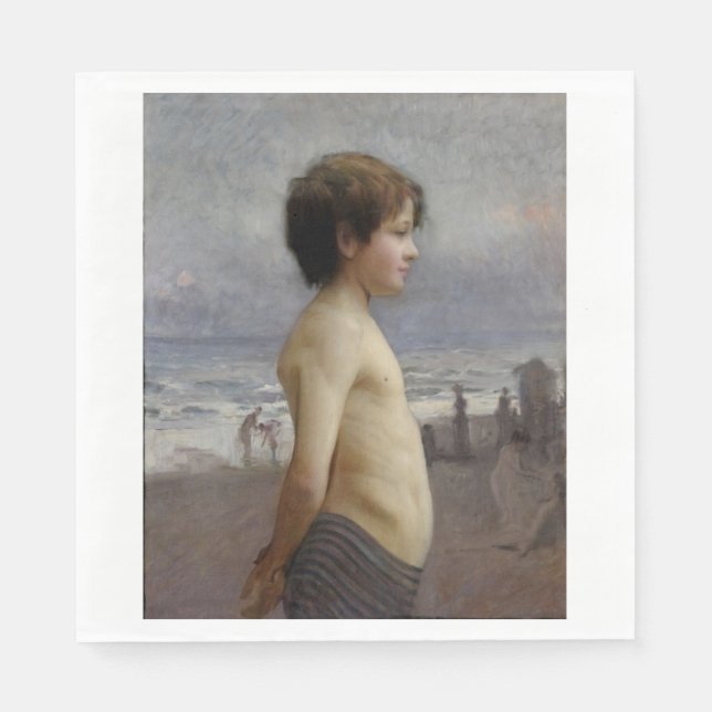 Servilleta De Papel Joven en la playa (por Jules Bastien-Lepage) (Anverso)