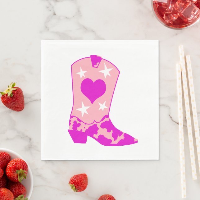 Servilleta De Papel Joven moderna Cowgirl Western Yeehaw Boot White (In situ)