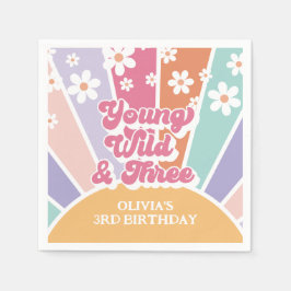 Servilleta De Papel joven salvaje tres Retro Sunshine Rainbow Daisy