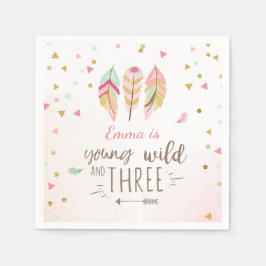 Servilleta De Papel Joven silvestre y tres Chica de oro rosa de la ser