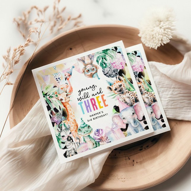 Servilleta De Papel Jóvenes animales salvajes y tres Safari por tercer (Subido por el creador)