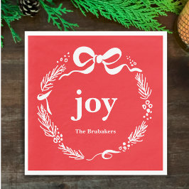 Servilleta De Papel Joy Custom Red Modern Original Bow Christmas
