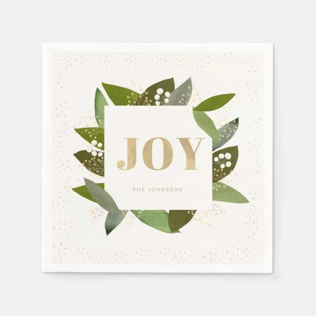 Servilleta De Papel JOY Holiday Foliages Marfil White Paper Napkins (Anverso)