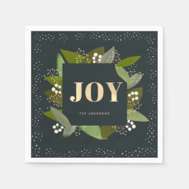 Servilleta De Papel JOY Holiday Foliages Navy Napkins de papel azul