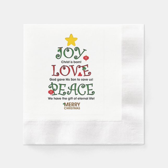 Servilleta De Papel Joy Love Peace acuñó Cocktail Paper Napkin (Anverso)