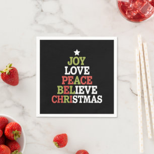 Servilleta De Papel Joy Love Peace Belibe Christmas Tree Family
