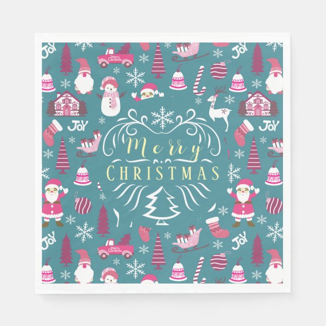 Servilleta De Papel Joy Navidades Turquoise (Anverso)