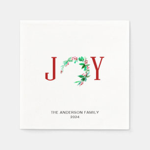 Servilleta De Papel Joy Navidades Wreath Holiday Watercolor Minimalist