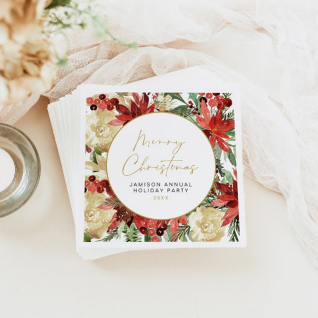 Servilleta De Papel JOY Red Poinsettia Navidades Decoración Fiesta (Subido por el creador)