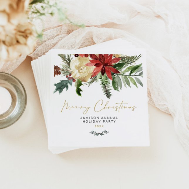 Servilleta De Papel JOY Red Poinsettia Navidades Decoración Fiesta (Subido por el creador)
