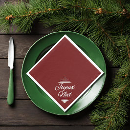 Servilleta De Papel Joyeux Noel - blanco burdeos