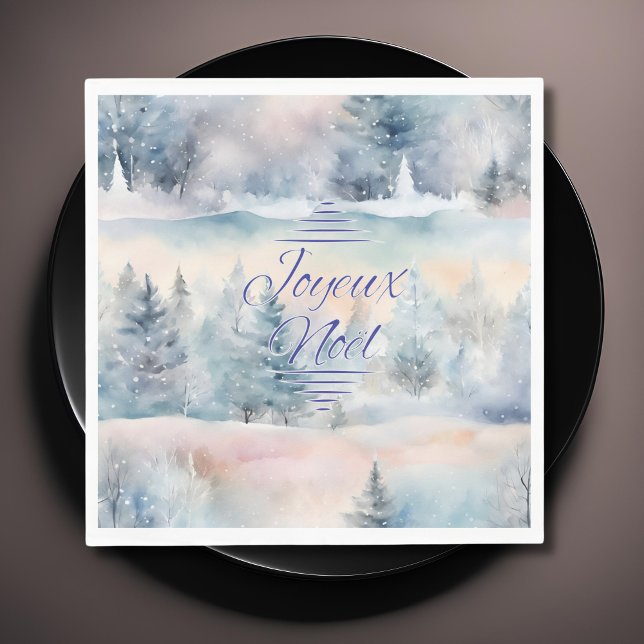 Servilleta De Papel Joyeux Noël en tonos fríos (Subido por el creador)