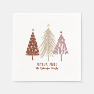 Servilleta De Papel Joyeux Noel Feliz Navidad Árboles Festivos Fiesta