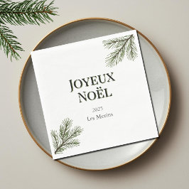 Servilleta De Papel Joyeux Noel - ramas delicadas de pino