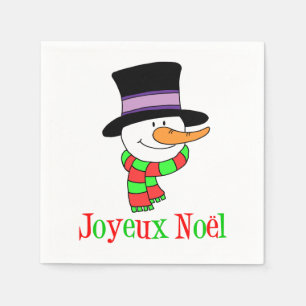 Servilleta De Papel Joyeux Noel Snowman Navidades franceses