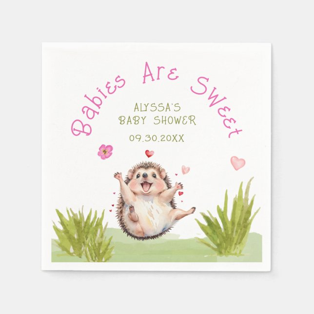 Servilleta De Papel Joyful Hedgehog Garden Fiesta Sweet Baby Shower (Anverso)
