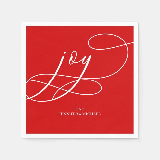 Servilleta De Papel JOYFUL on Red Christmas (Anverso)