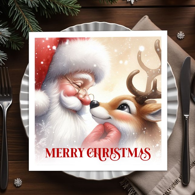Servilleta De Papel Joyful Santa and Rudolph Christmas Napkins Dinner  (Joyful Santa and Rudolph Christmas Napkins Dinner Party

)