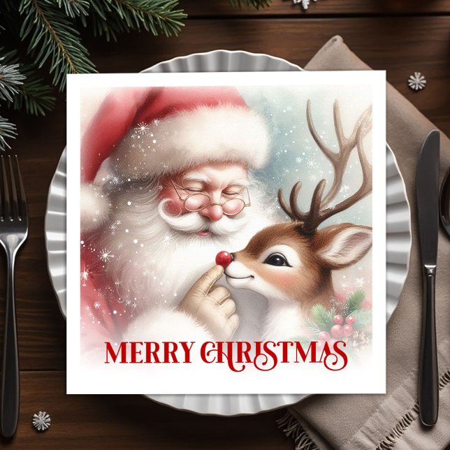 Servilleta De Papel Joyful Santa Claus Rudolph Holiday Party Dinner  (Joyful Santa Claus Rudolph Holiday Party Dinner Napkins

)