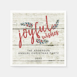 Servilleta De Papel Joyful Wish Rustic Manand Lettered Navidades