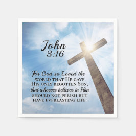 Servilleta De Papel Juan 3:16 Dios amó a la Cruz Mundial de Madera