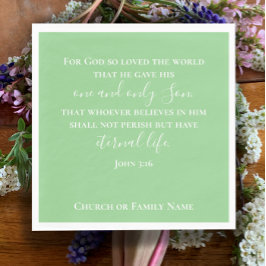 Servilleta De Papel Juan 3:16 | Iglesia cristiana verde de la menta
