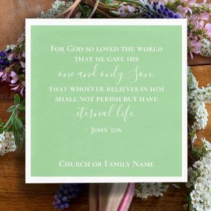 Servilleta De Papel Juan 3:16 Iglesia cristiana verde de la menta