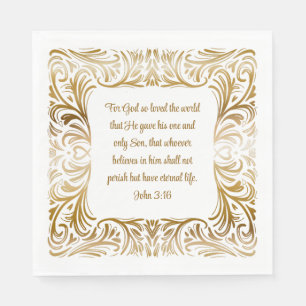 Servilleta De Papel Juan 3:16 Por Dios Tan Amado Navidades elegantes