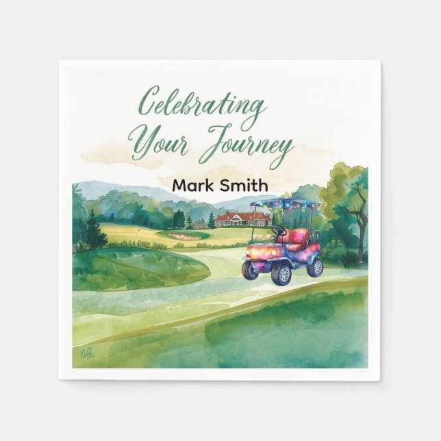 Servilleta De Papel Jubilación de golf con bola verde (Anverso)