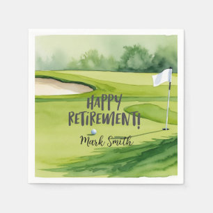 Servilleta De Papel Jubilación de golf con bola y bandera en green de