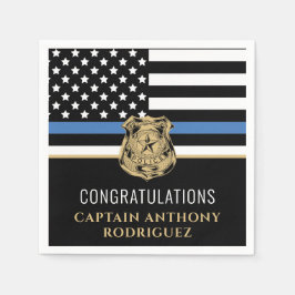 Servilleta De Papel Jubilación de la policía de la línea azul delgada